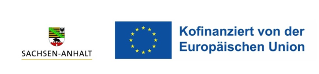 Logo Sachsen-Anhalt und EU Flagge, daneben Schriftzug "Kofinanziert von der Europäischen Union"